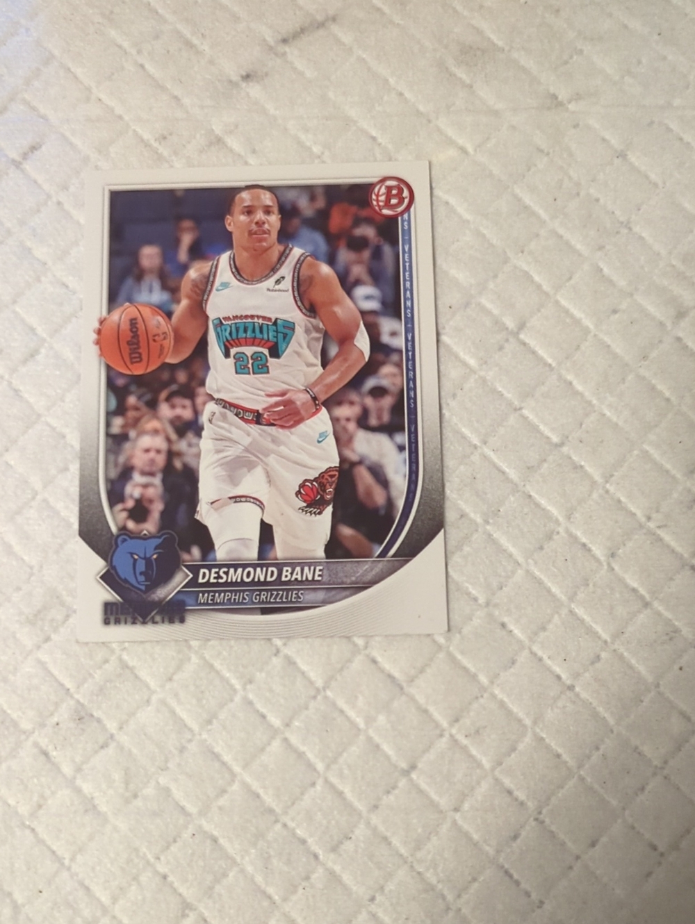 2025-26 Bowman Basketball Desmond Bane #138 Memphis Grizzlies Classic Jersey”